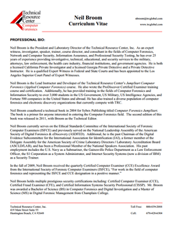 CV for Neil Broom Expert Witness in Computer Forensics Investigations in St Louis